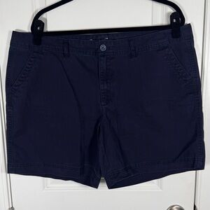 Eddie Bauer Navy Chino Shorts 6” Plus Size 18 Outdoor Travel Camp Hiking Casual